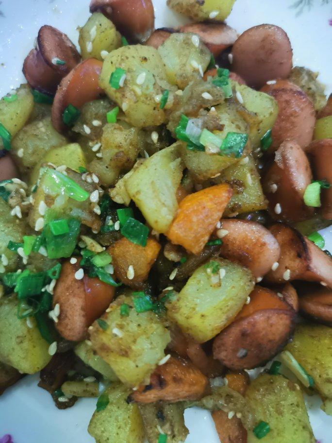 孜然土豆火腿肠 香辣过瘾还便宜！