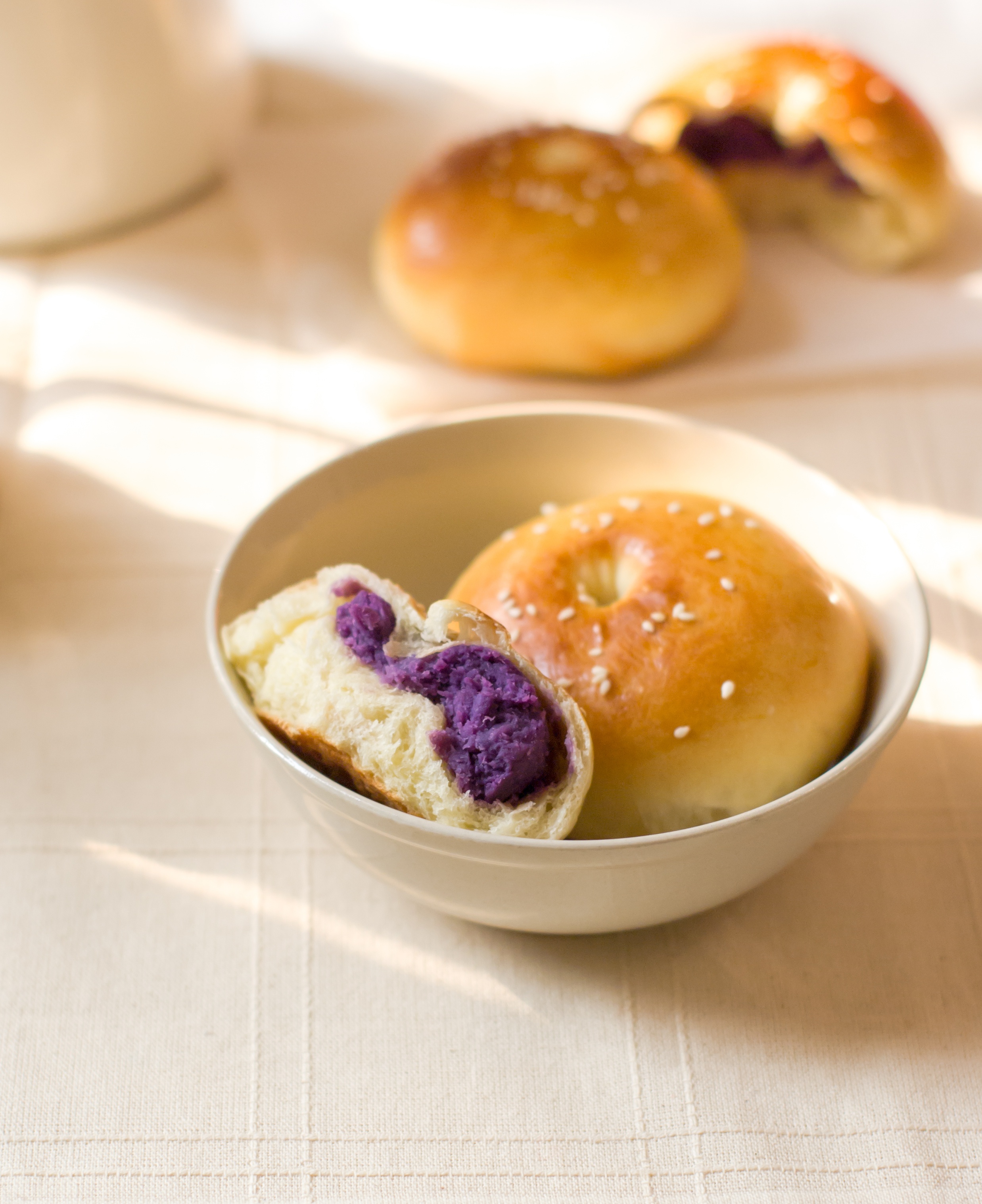 超好用、适合新手的甜面包配方（紫薯圆包）