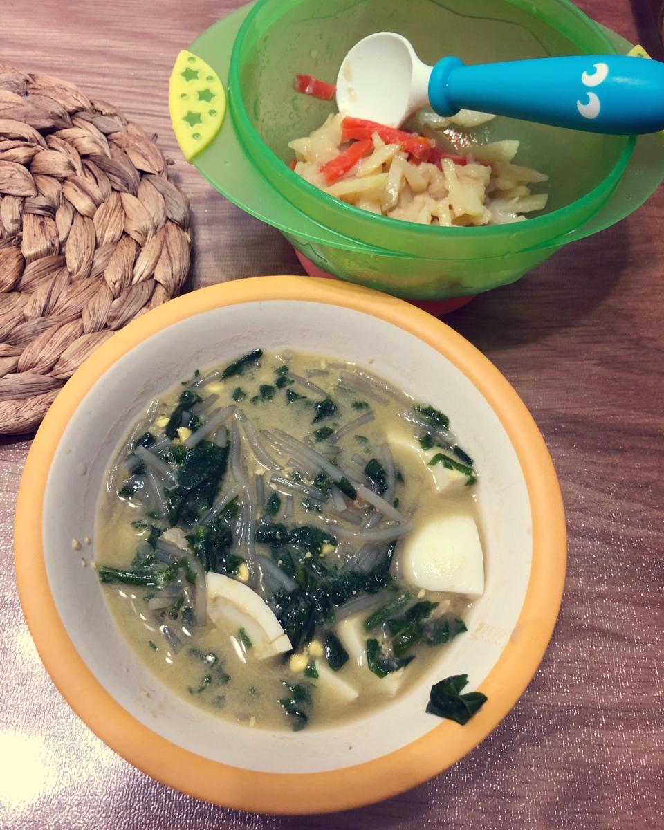 苏蒂宝宝餐：土豆丝饼+上汤菠菜