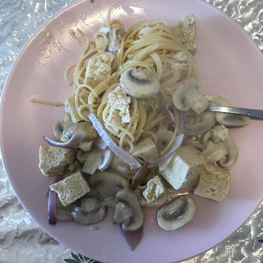 低卡伪白酱奶油培根蘑菇意大利面｜#Healthymeals# 减脂必撸02