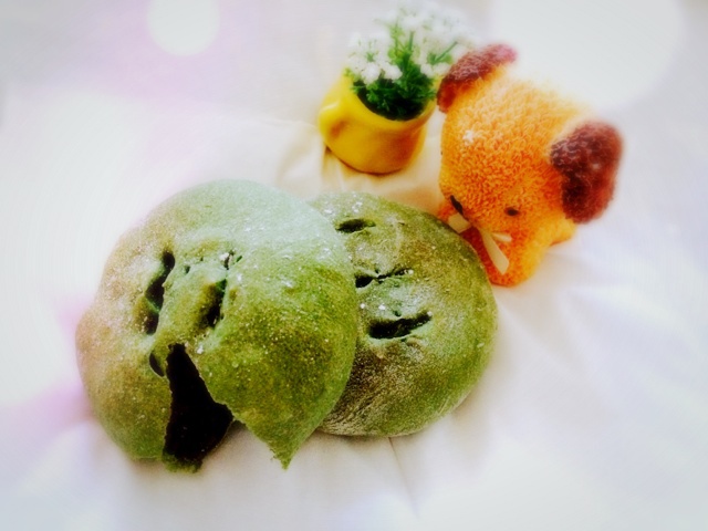 抹茶豆沙小面包（无油脂）