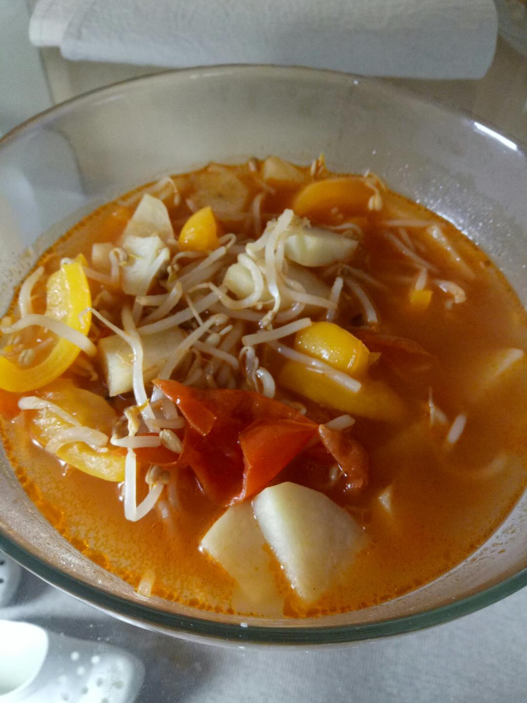 #排毒汤#西红柿豆芽汤