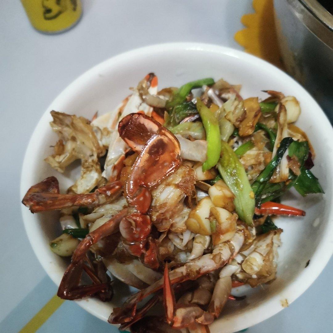 姜葱炒花蟹