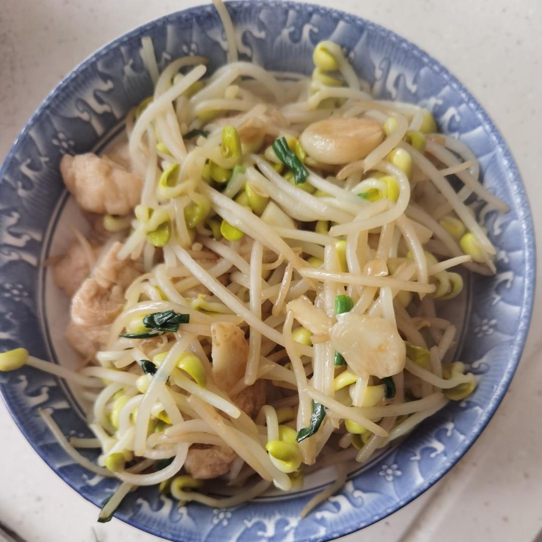 黄豆芽炒油豆腐