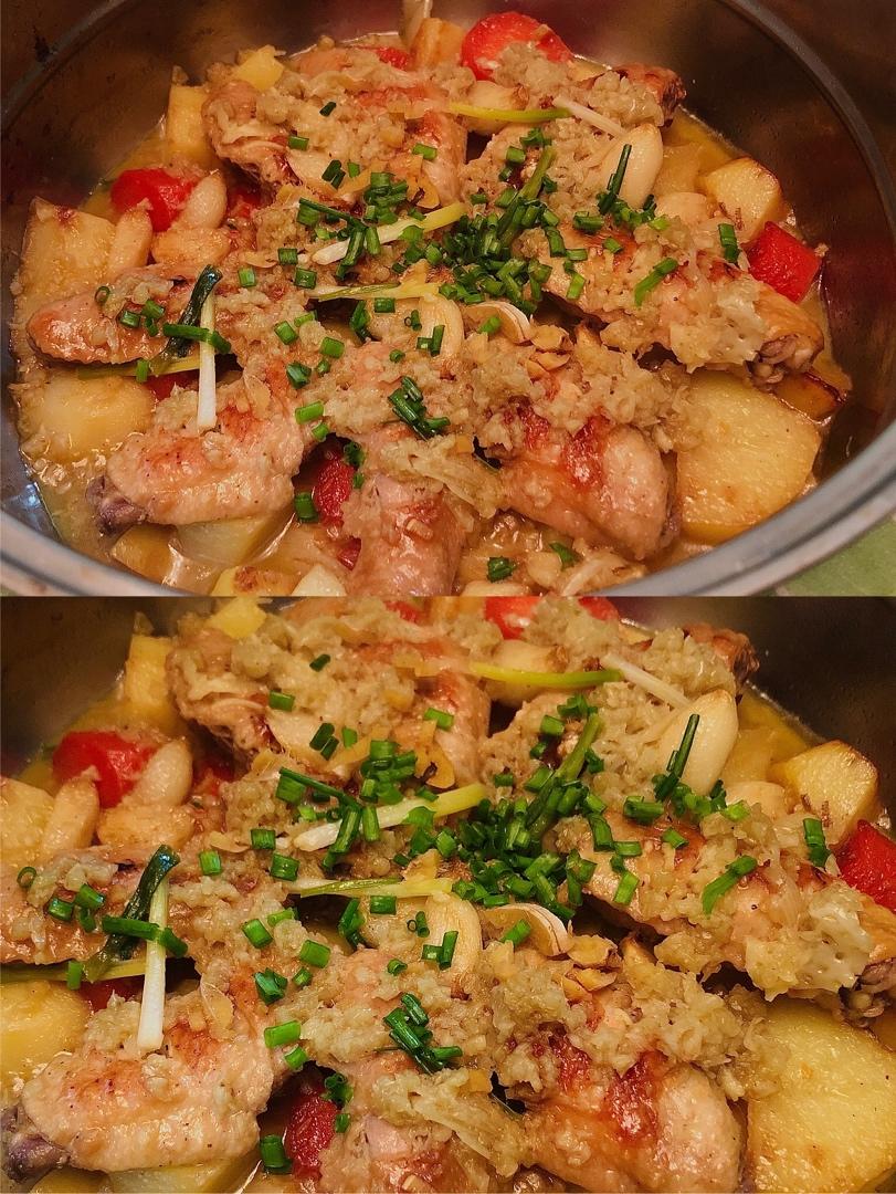 北鼎铸铁锅食谱｜焖蒜香鸡翅