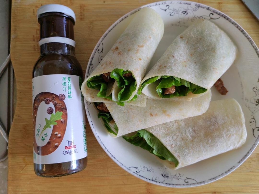 0脂黑椒牛肉卷饼