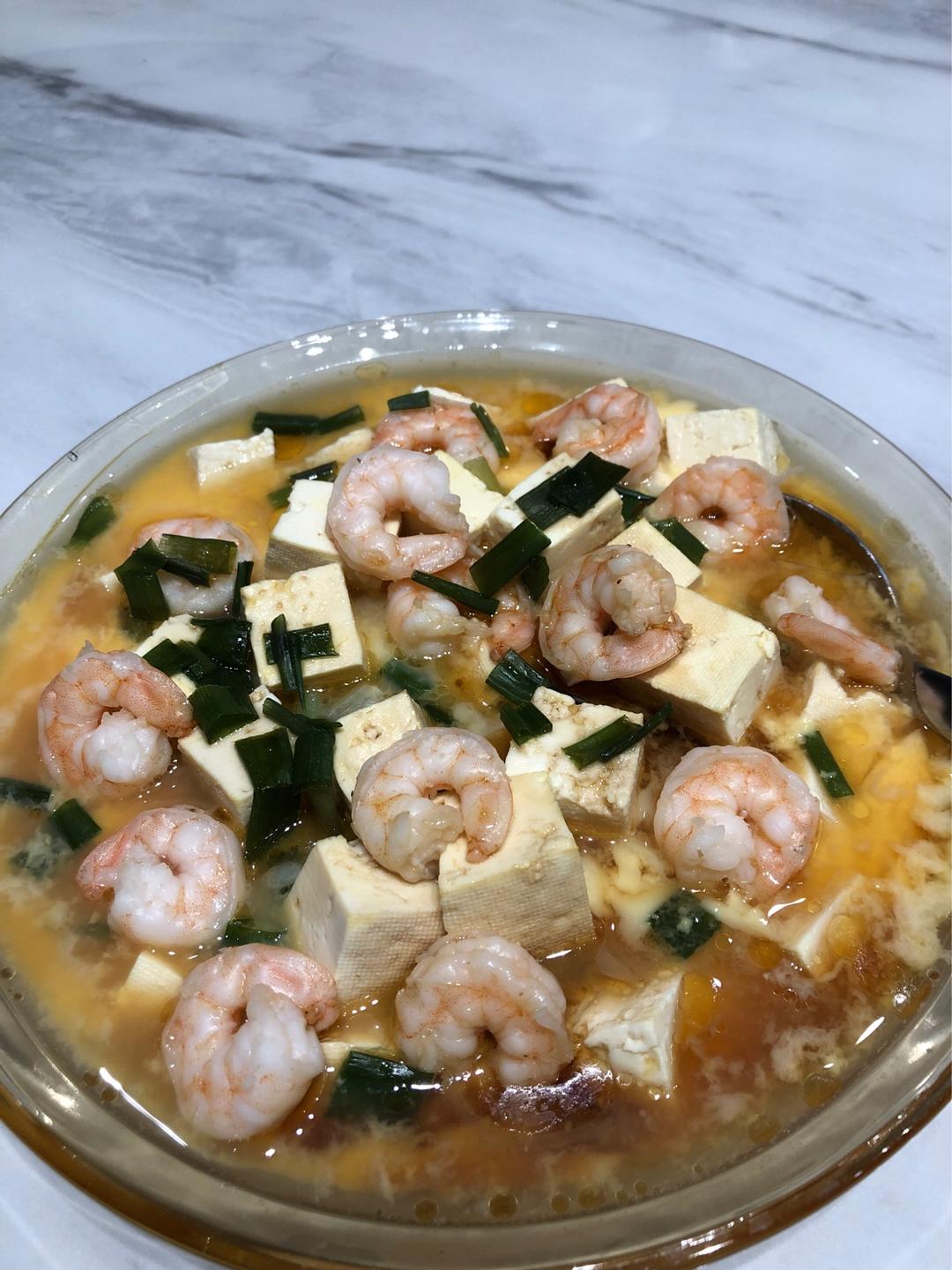 虾仁豆腐蒸水蛋