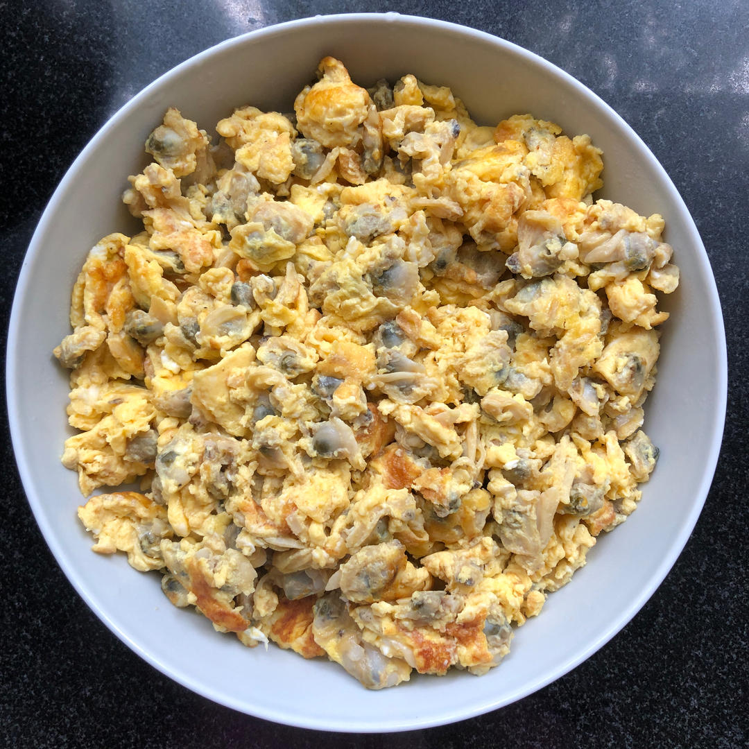 花蛤肉炒鸡蛋