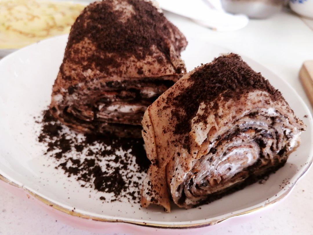 千层毛巾卷，原味、抹茶、巧克力三种口味