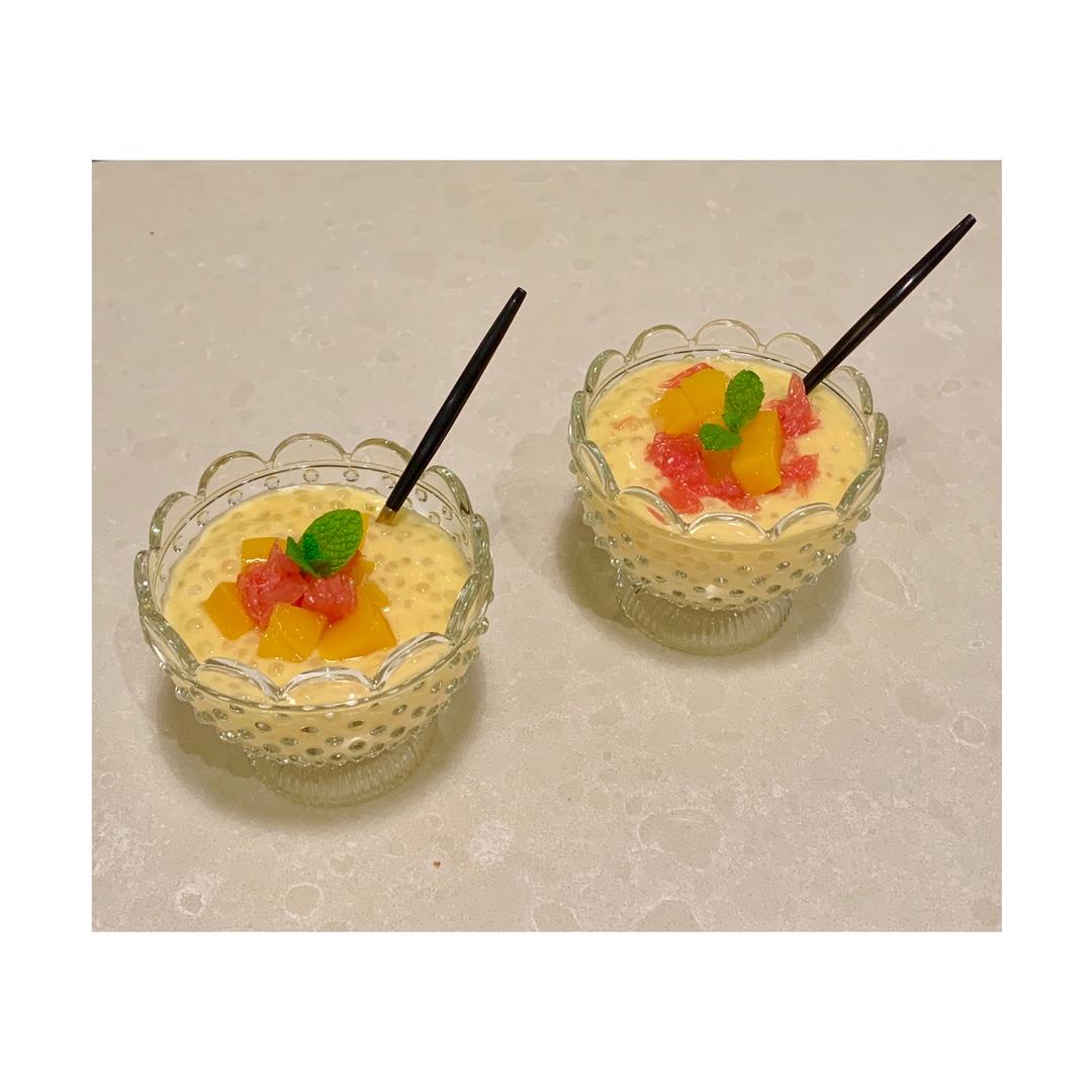 港式甜品——杨枝甘露(芒果西米露)附芒果花切法