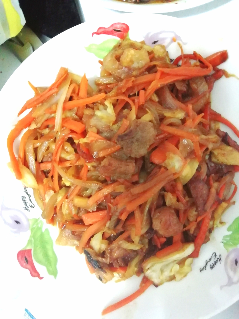 包心菜，炒洋葱&胡萝卜
