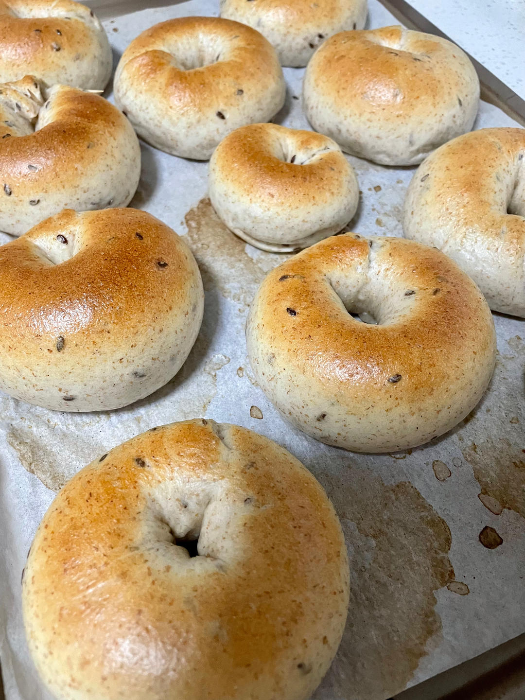 奶盐芝麻贝果🥯超香der～超快手～发酵时间短～超好吃😋