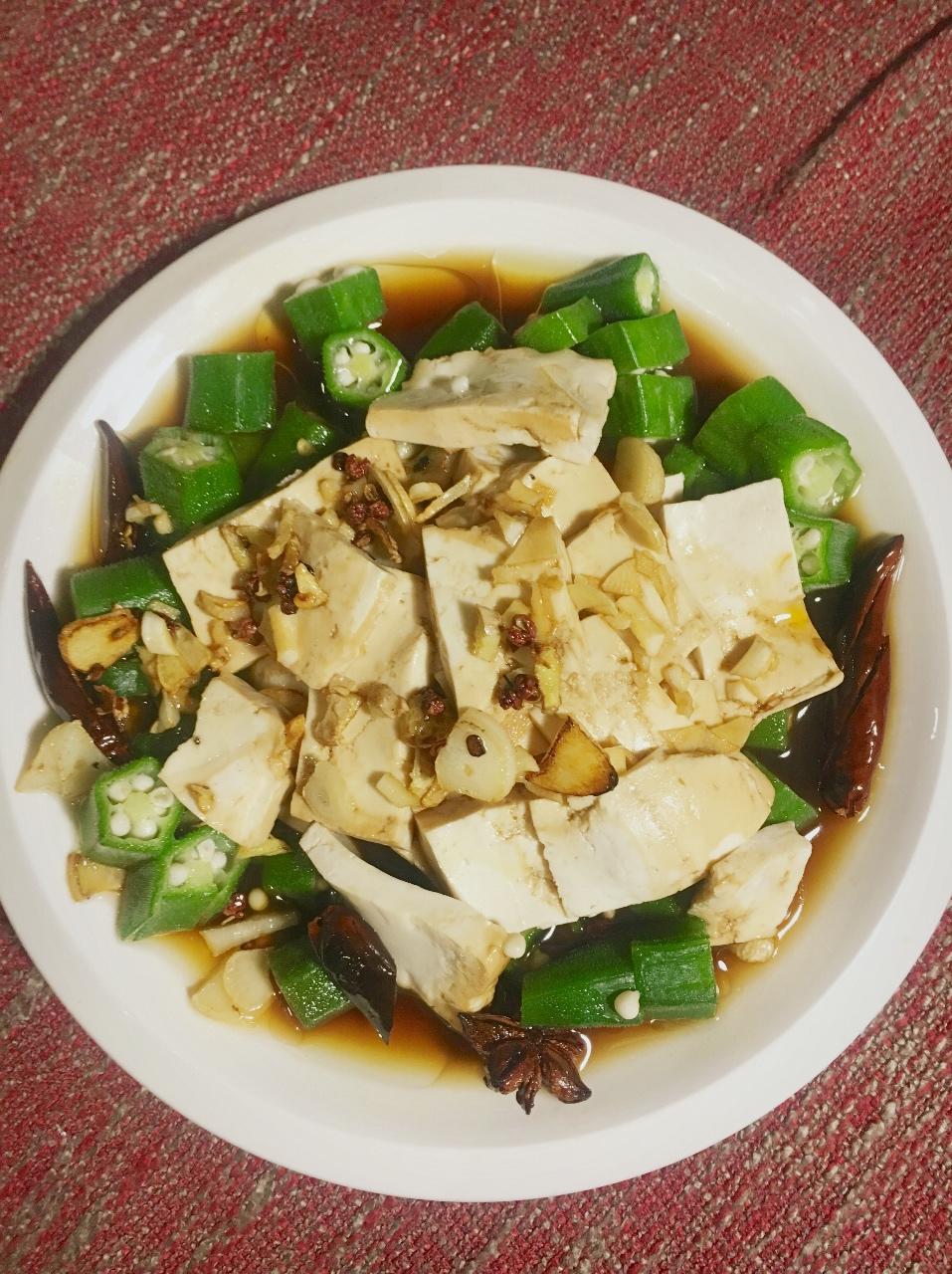 油淋秋葵嫩豆腐