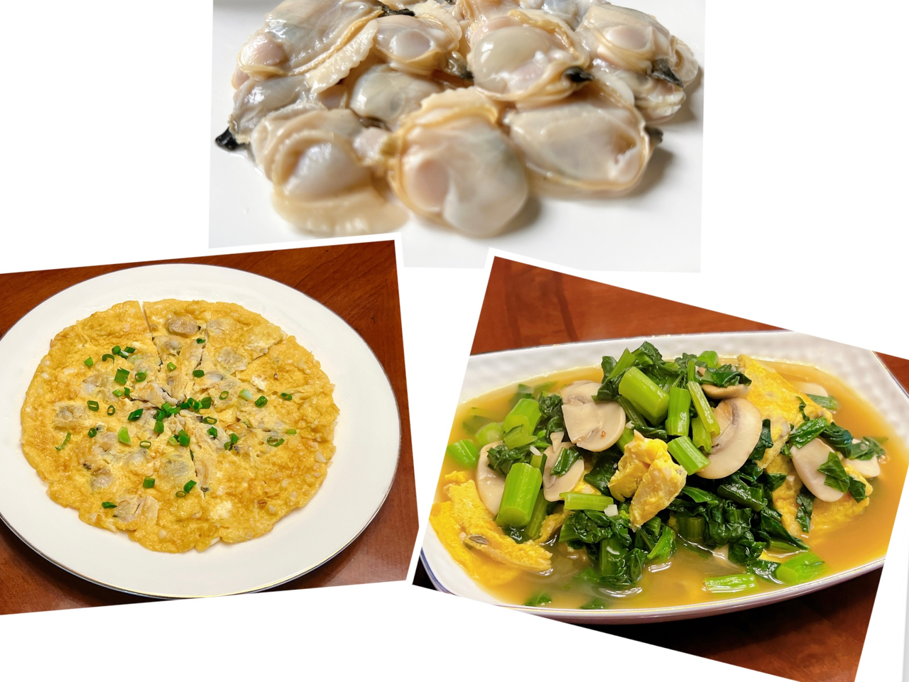蛤蜊抱蛋与蘑菇菜心