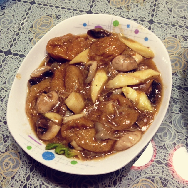 shelly酱做的油面筋炒素