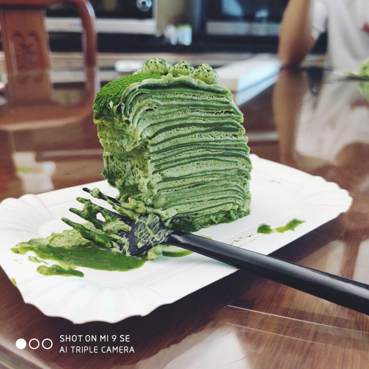 100%抹茶流心千层蛋糕