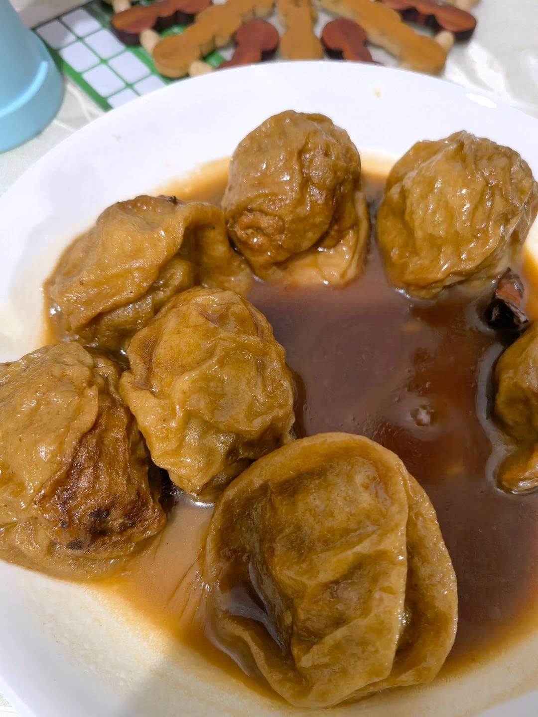 红烧油面筋塞肉