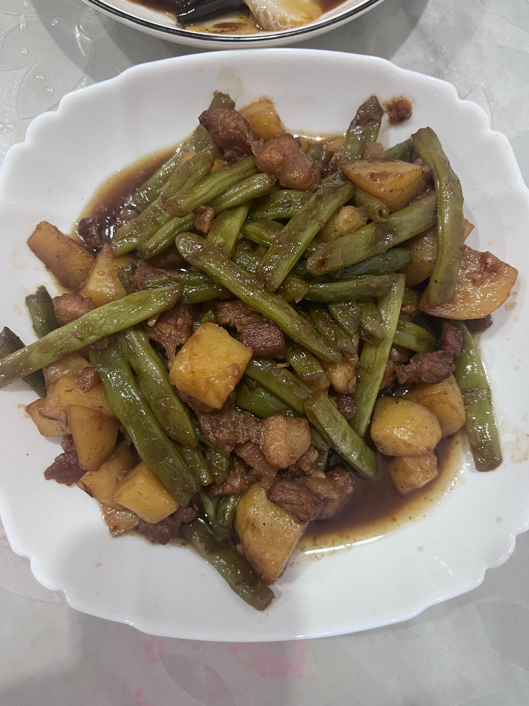 五花肉土豆炖豆角