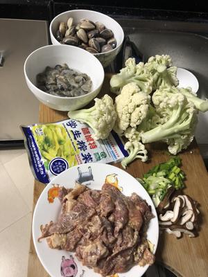 花菜炝肉汤的做法 步骤1