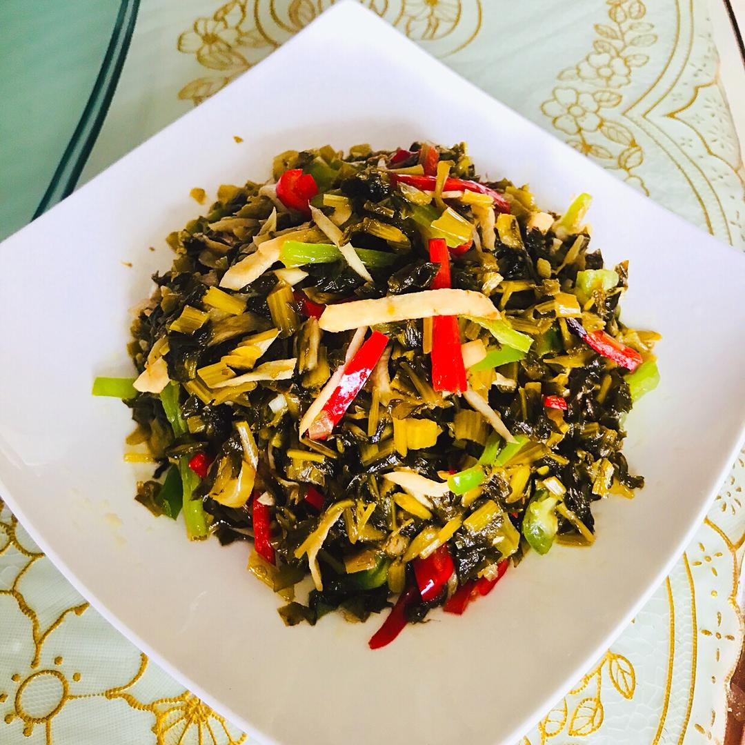 超级纯素面交头——青椒茭白炒咸菜