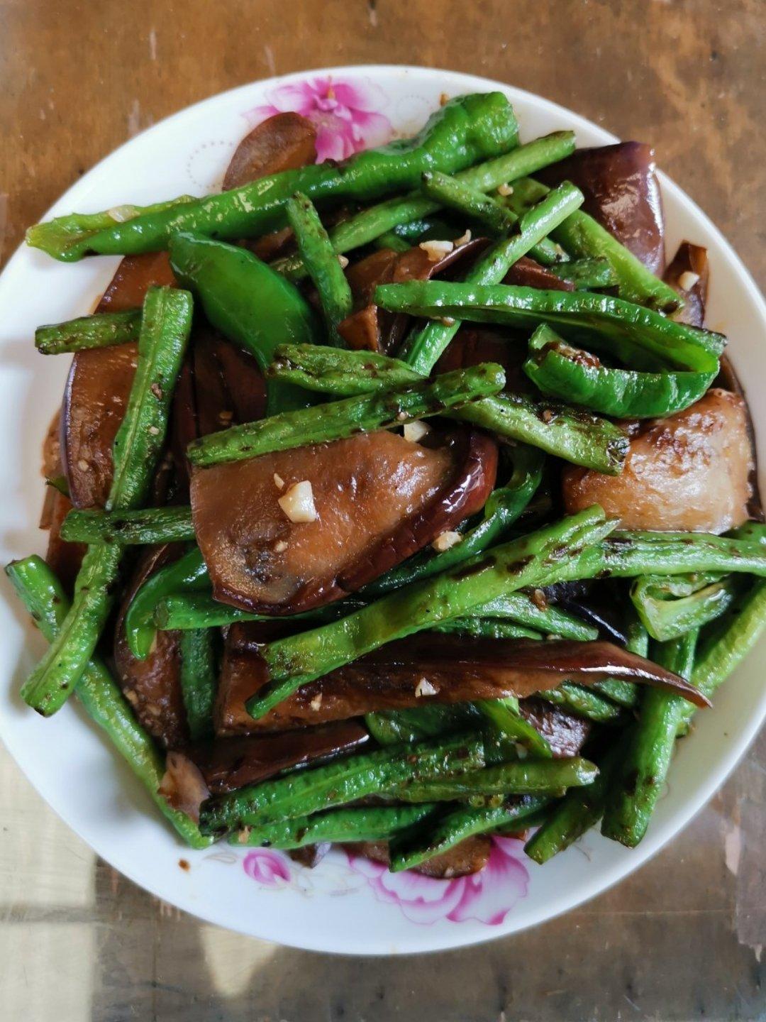 茄子炒豆角（少油）