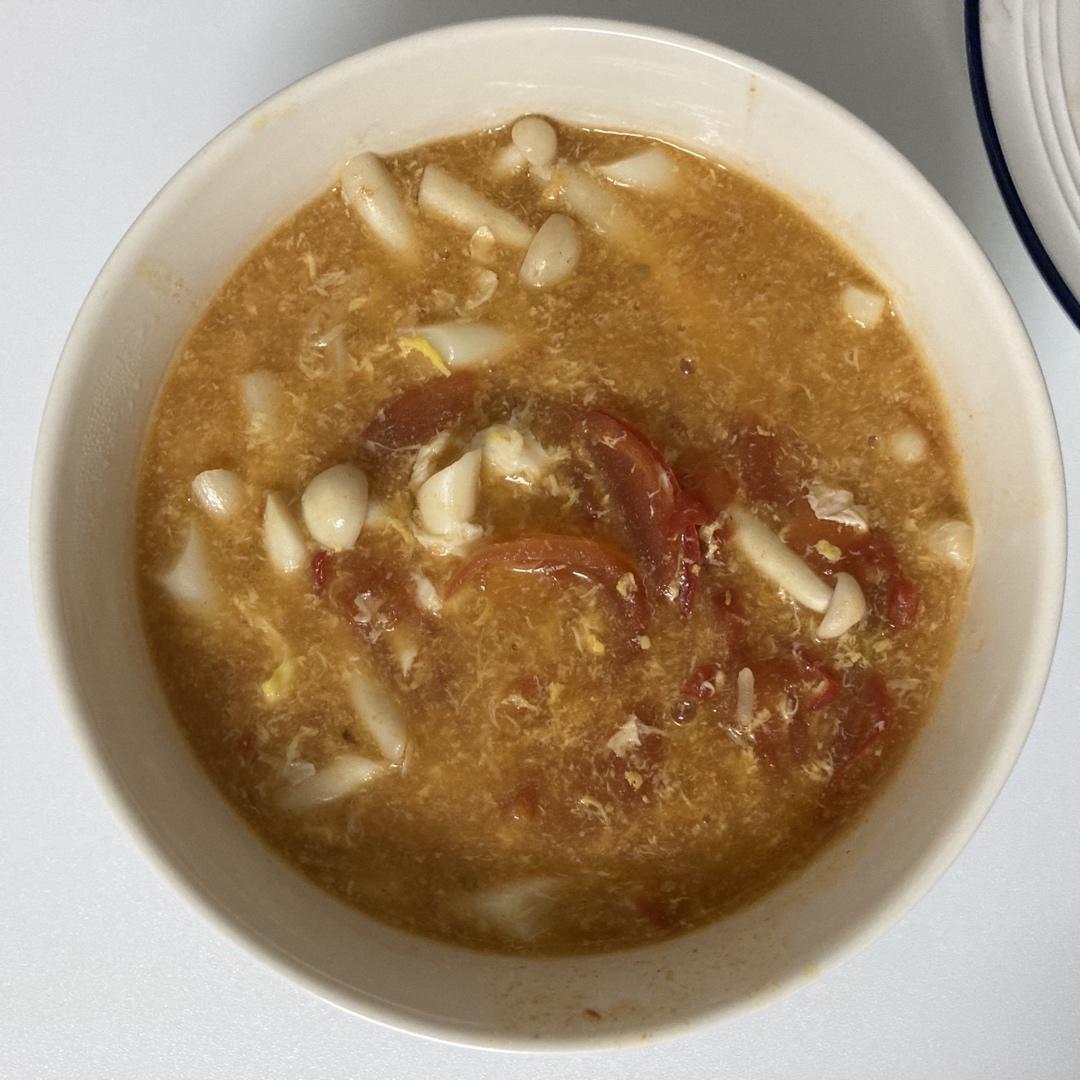 番茄海鲜菇鸡蛋汤羹