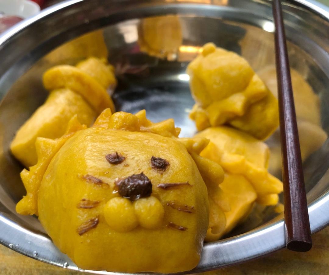 卡通刀切馒头之——小狮子南瓜馒头