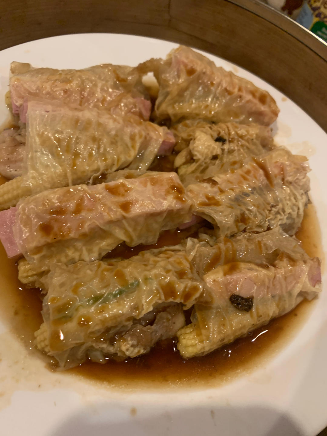 港式四寶滑雞扎 ( Hong Kong Style Steamed Chicken Roll )