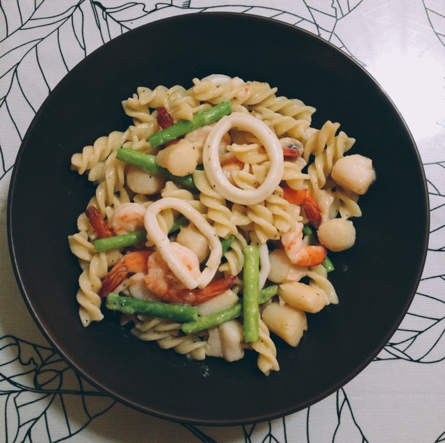 白酱芦笋海鲜意面