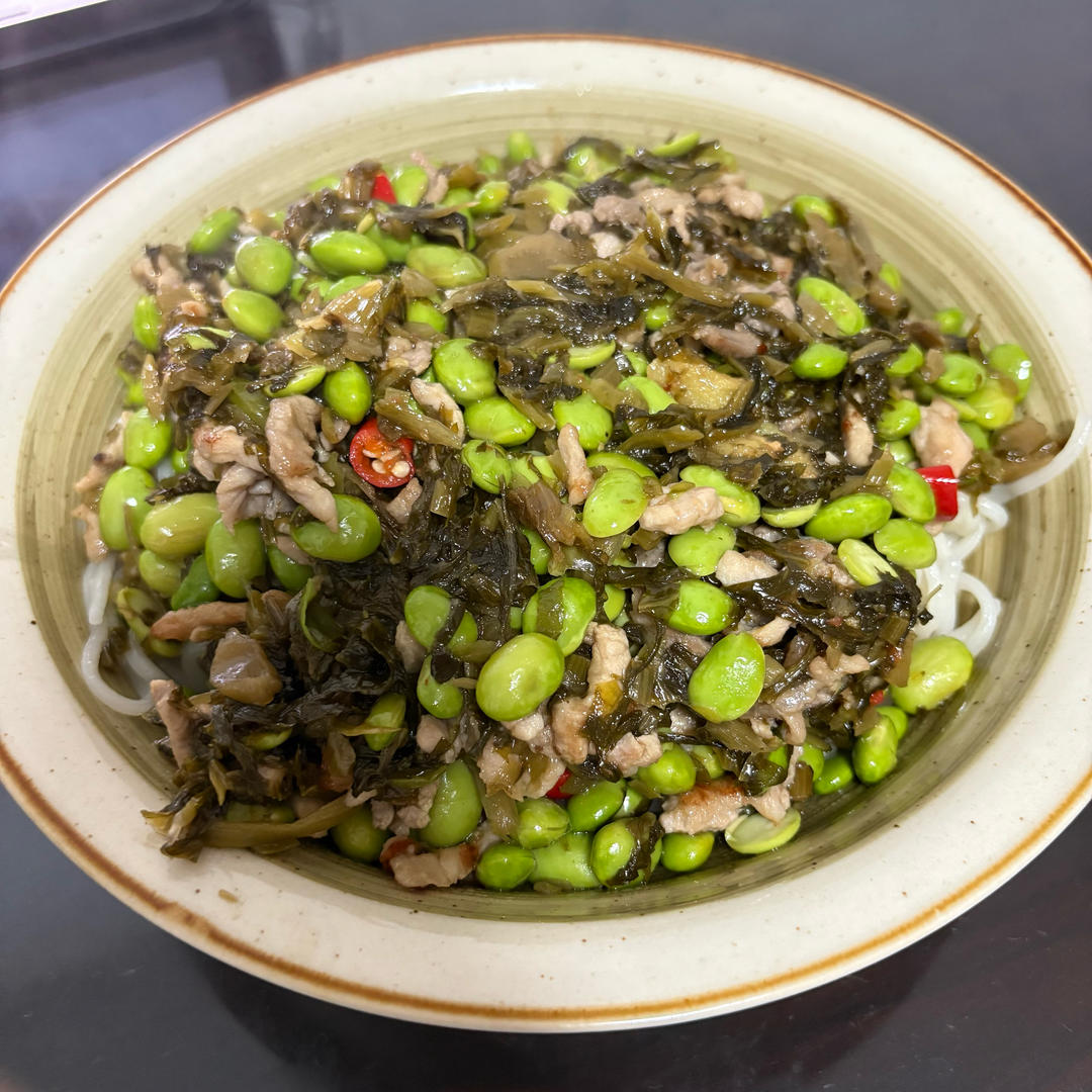 雪菜毛豆肉丝