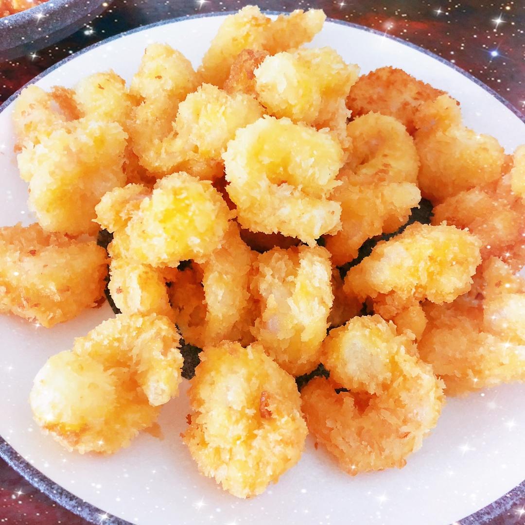 哒哒小猪做的面包糠炸虾