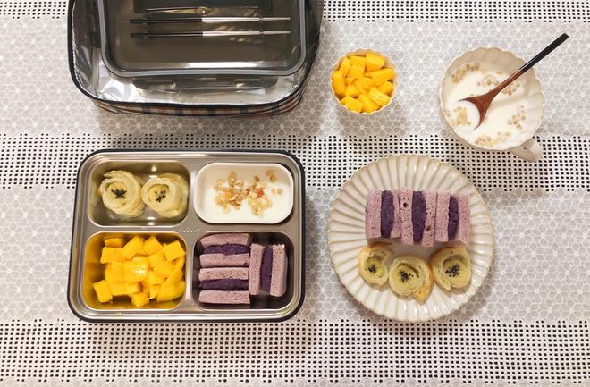 紫薯泥加心面包片➕香蕉手抓饼新吃法的做法