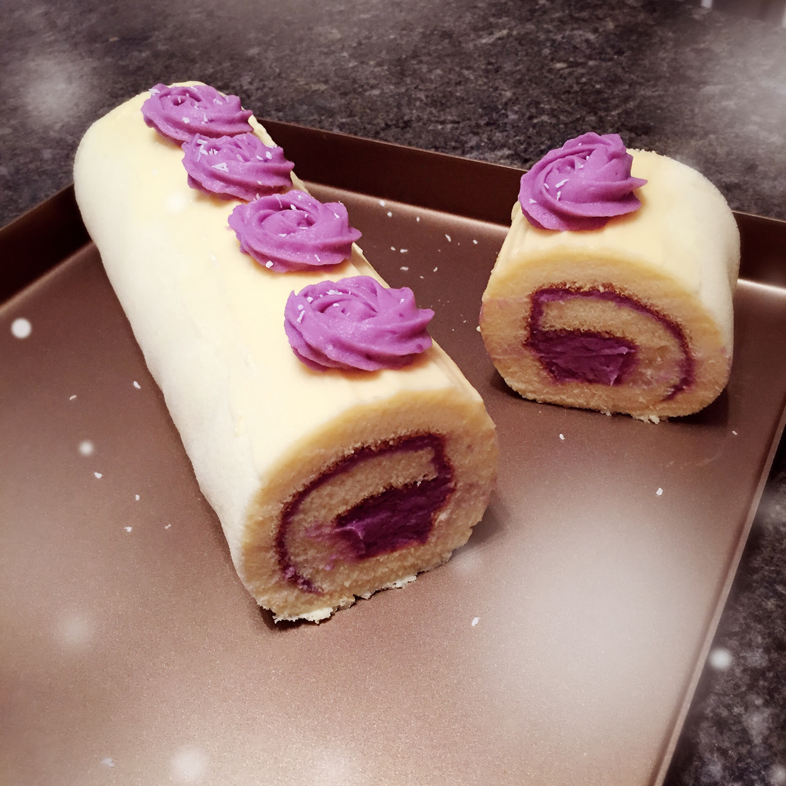 糖果宝贝love做的香芋紫薯蛋糕卷