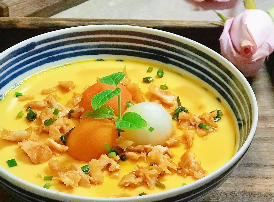 三文鱼三色球蛋羹-西屋蒸烤箱的做法