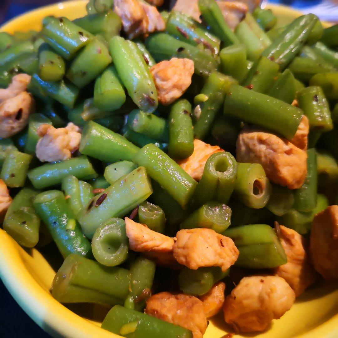 孜然豆角鸡丁「下饭菜」