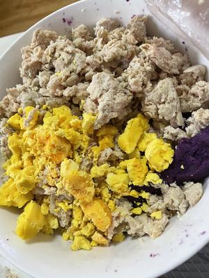 宠物零食-紫薯蛋黄肉饼的做法 步骤4