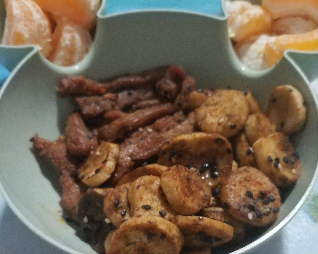 烤杏鲍菇+烤黑椒牛柳