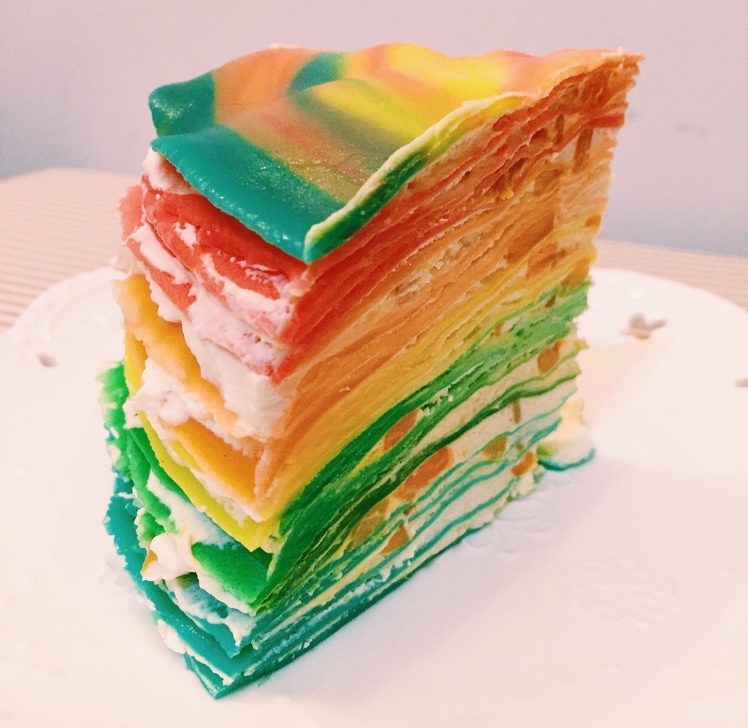 西小姜姜做的彩虹千层蛋糕 彩虹可丽饼(mille crepe cake)