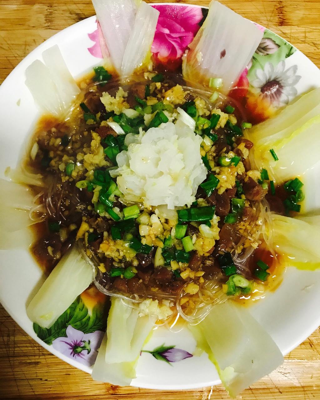 腊肠粉丝蒸娃娃菜(花开富贵)