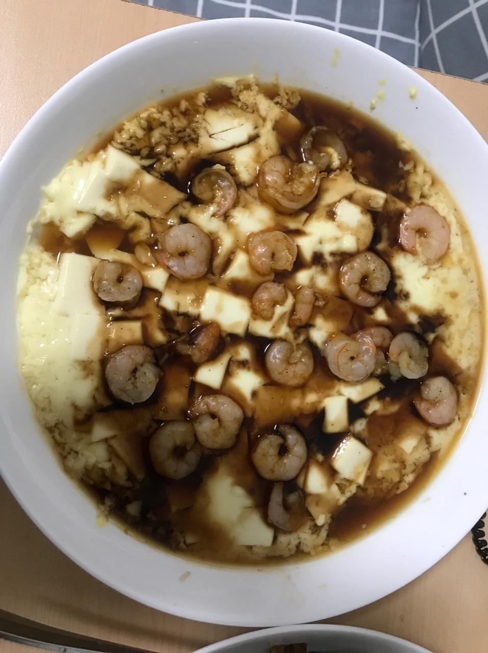 虾仁豆腐蒸水蛋