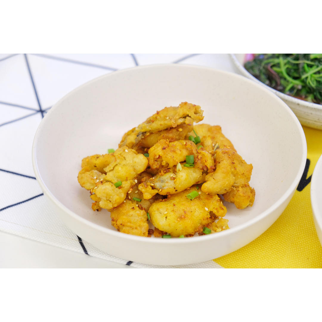 【原创】简单快手的家常脆皮咸蛋黄牛蛙（天妇罗粉版）