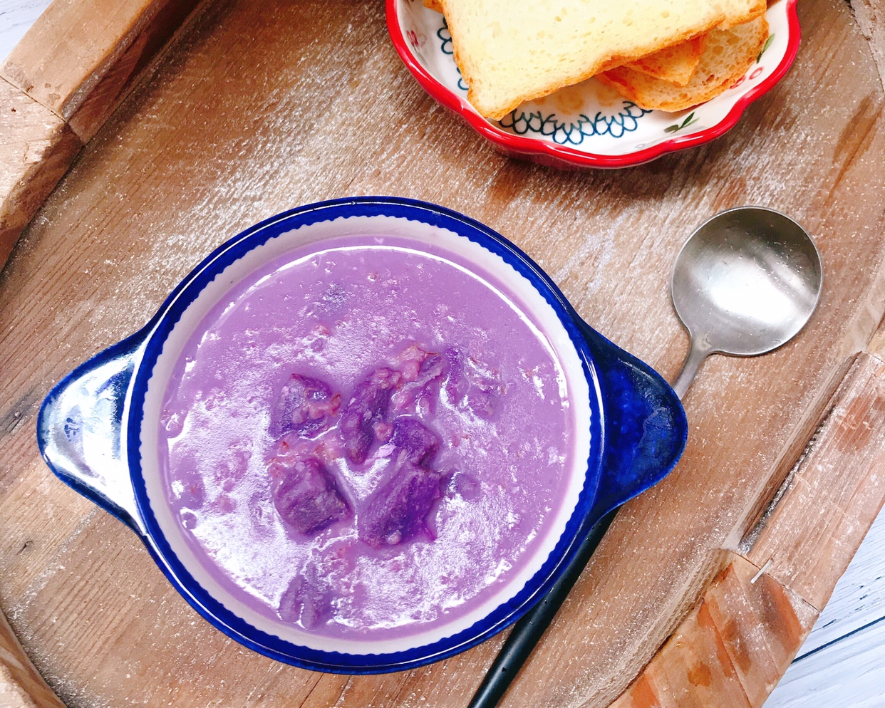 低脂紫薯牛奶麦片的做法