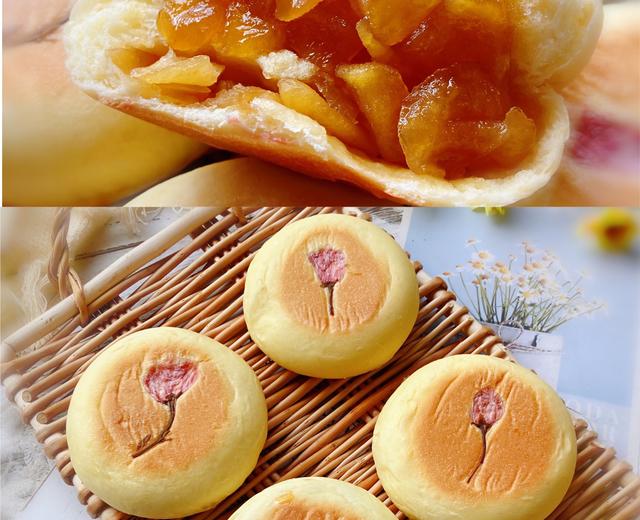 ‼️焦糖苹果樱花🌸面包‼️一次性发酵的做法