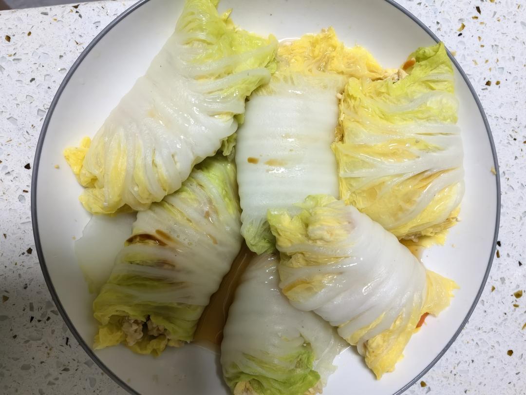 好吃不胖❗️巨简单，有福有财豆腐鸡蛋白菜卷～