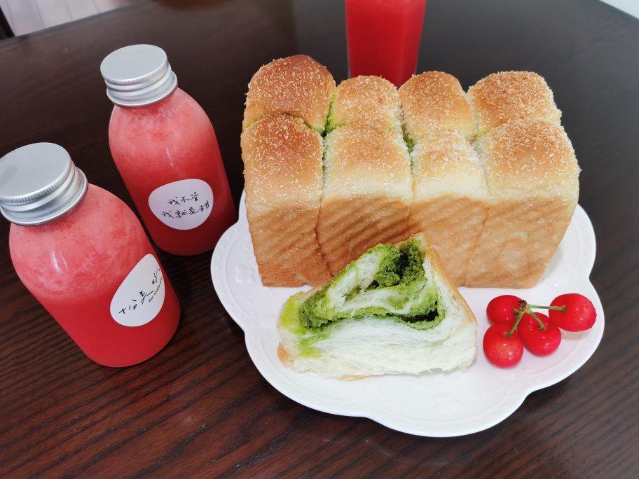 抹茶奶酥小金砖（70%中种吐司）