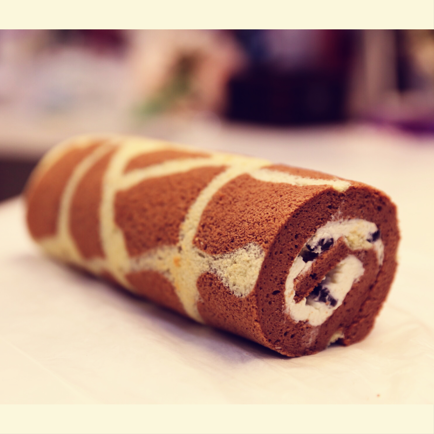 长颈鹿花纹奶油蛋糕卷——朴素的蛋糕卷也生动形象了哦