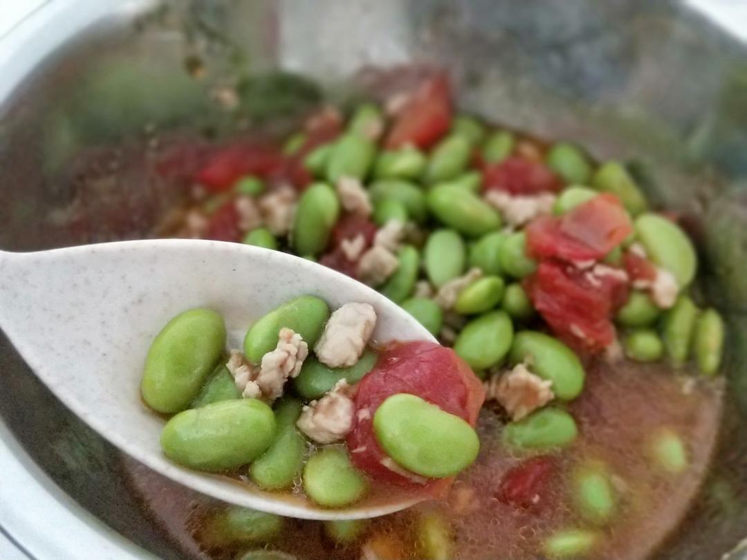 肉末番茄烧毛豆