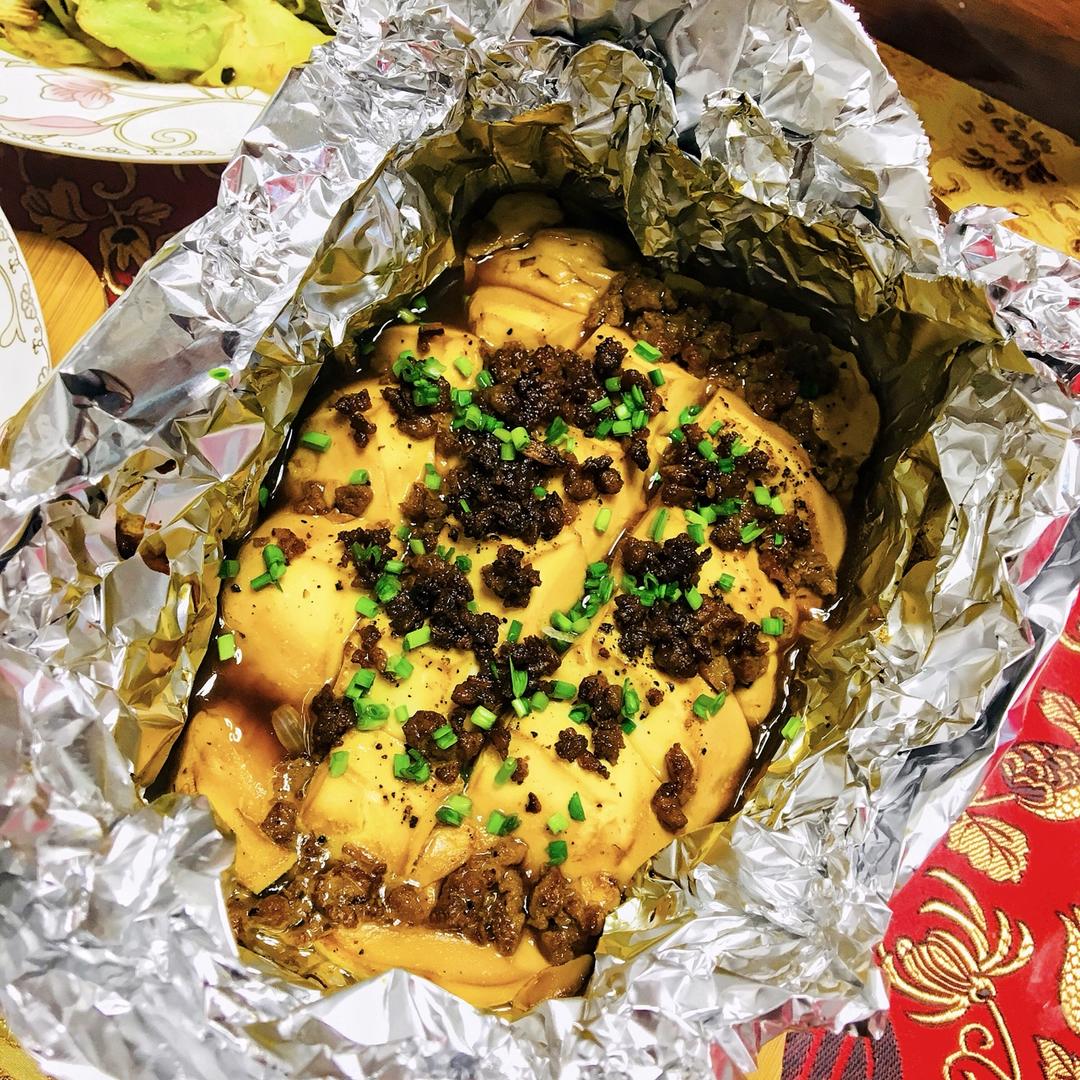 烧烤摊的招牌———锡纸烤豆腐