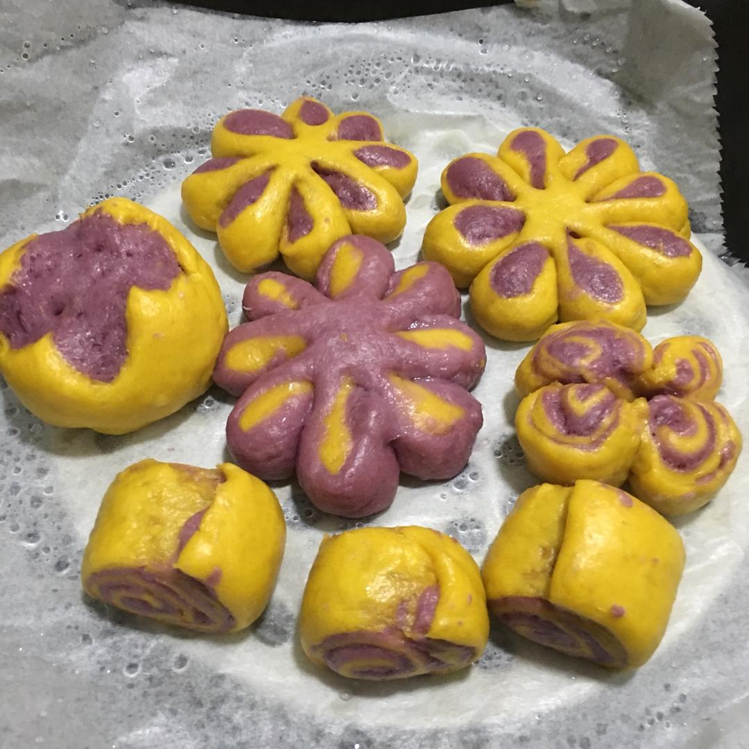 南瓜紫薯花样馒头