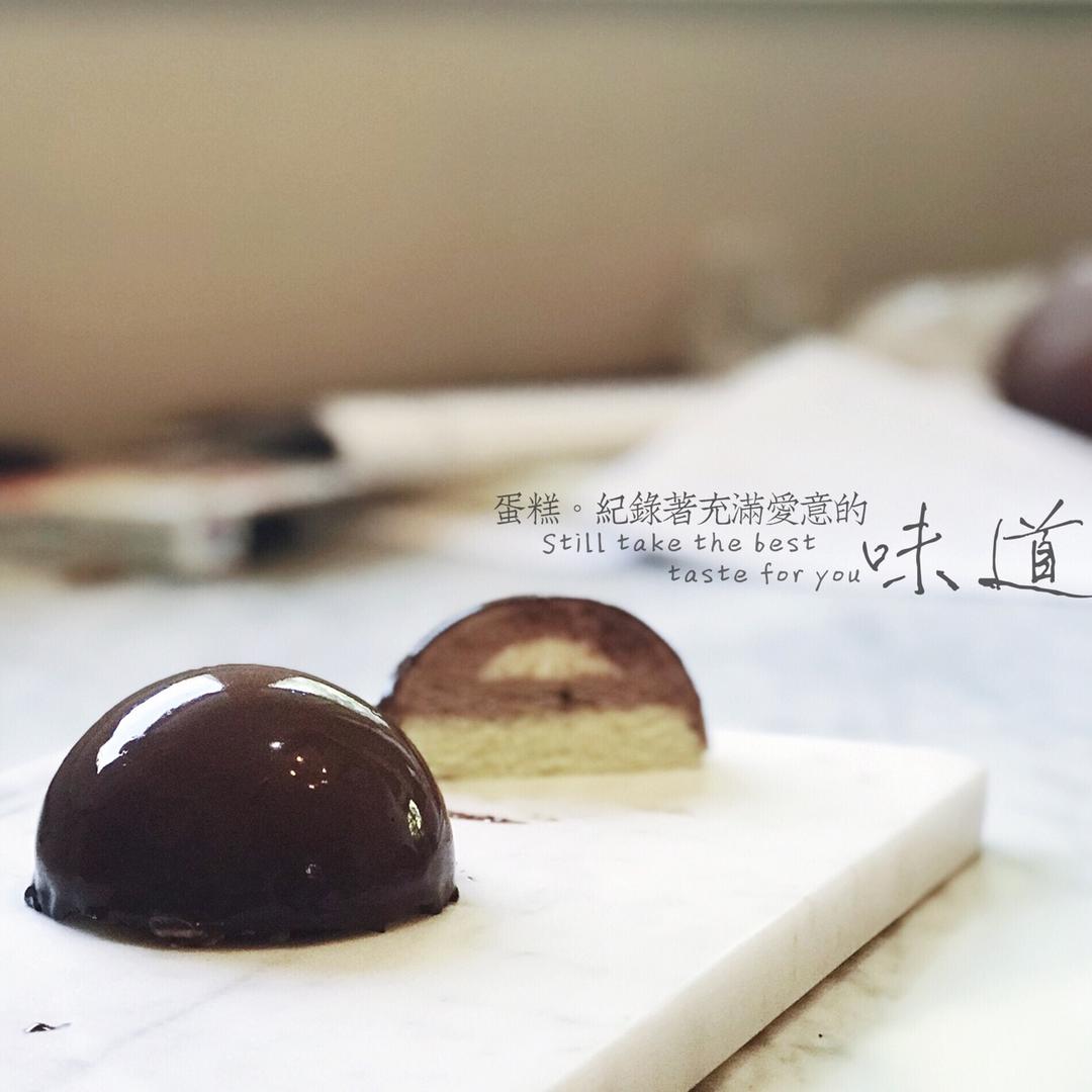 法式巧克力慕斯球球（含巧克力淋面、意式奶冻、芭菲和巧克力海绵底）
